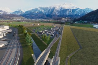 Le futur terminal régional de transport combiné rail-route sera situé au sud de la ville de Monthey.